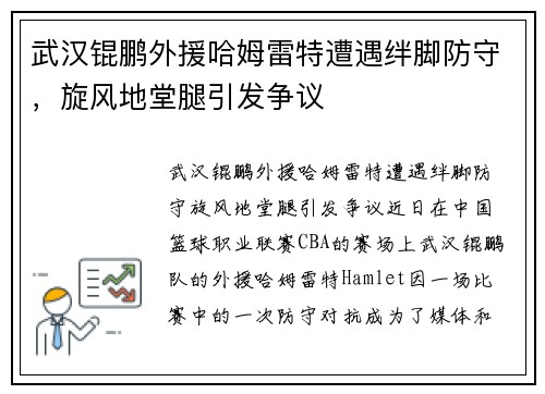 武汉锟鹏外援哈姆雷特遭遇绊脚防守，旋风地堂腿引发争议
